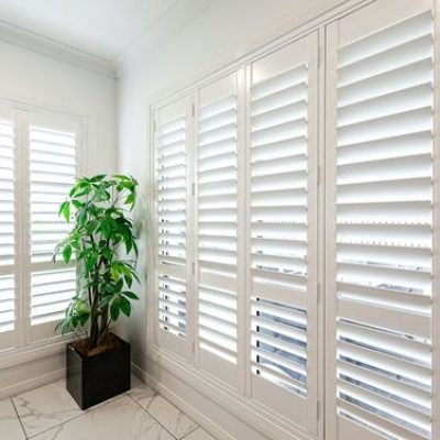 Premium Plantation Shutters 2 Cotton Drapes